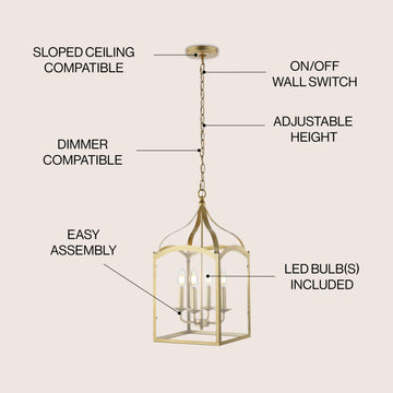 Ruth 11" Traditional Classic Lantern Metal/Glass LED Pendant